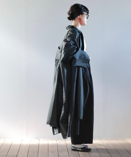 ARTE POVERA 黒 ステンカラーコート M セール】ステンカラースタンドロングコート / バルマカンコート