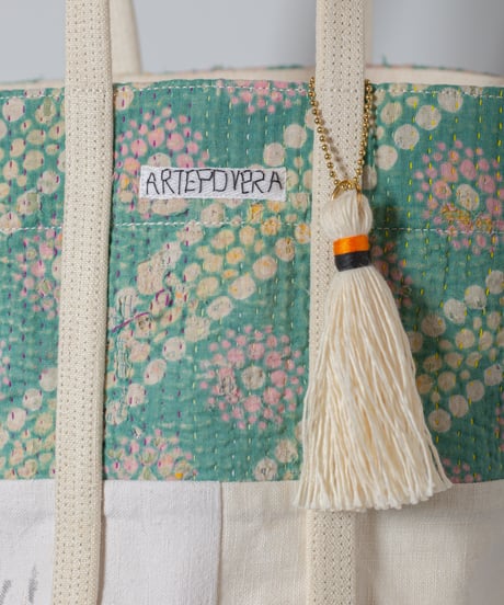 ARTE POVERA｜【 ARTEA - 26SP47 】 インドキルトラリー＆フランスシーツMIX NEW ラウンドBAG (M)