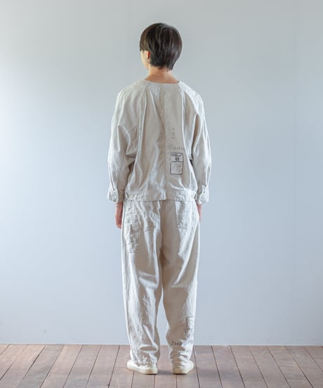 ARTE POVERA｜【 ARTEA - 26SP35 】 フランスUSEDシーツMIX ステンシルノーカラーワークJKT