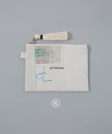 ARTE POVERA｜【 ARTEA - 26SP43 】 インドキルトラリー＆フランスシーツMIX ポーチ (S)