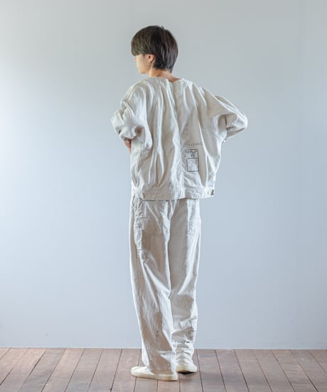 ARTE POVERA｜【 ARTEA - 26SP35 】 フランスUSEDシーツMIX ステンシルノーカラーワークJKT