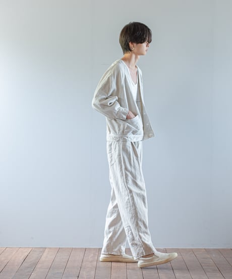 ARTE POVERA｜【 ARTEA - 26SP35 】 フランスUSEDシーツMIX ステンシルノーカラーワークJKT