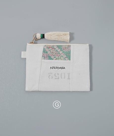 ARTE POVERA｜【 ARTEA - 26SP43 】 インドキルトラリー＆フランスシーツMIX ポーチ (S)