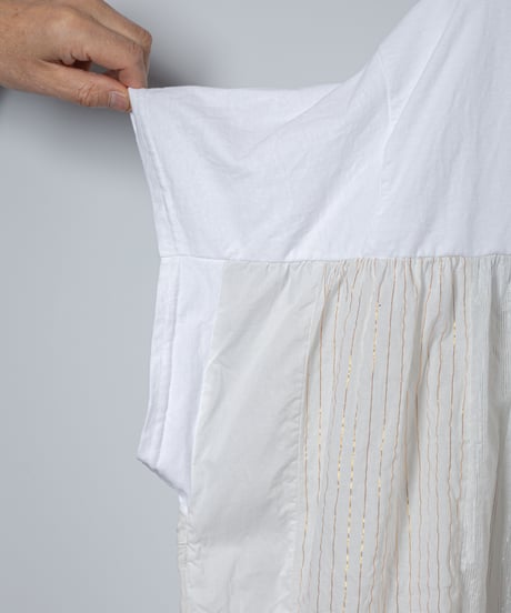 ARTE POVERA｜【 26SU16 】 ギルダン RE-インドサリーパッチワークギャザーT