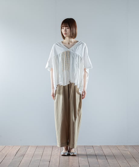 ARTE POVERA｜【 26SU16 】 ギルダン RE-インドサリーパッチワークギャザーT