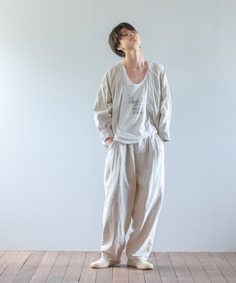 ARTE POVERA｜【 ARTEA - 26SP35 】 フランスUSEDシーツMIX ステンシルノーカラーワークJKT