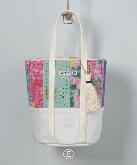 ARTE POVERA｜【 ARTEA - 26SP47 】 インドキルトラリー＆フランスシーツMIX NEW ラウンドBAG (M)