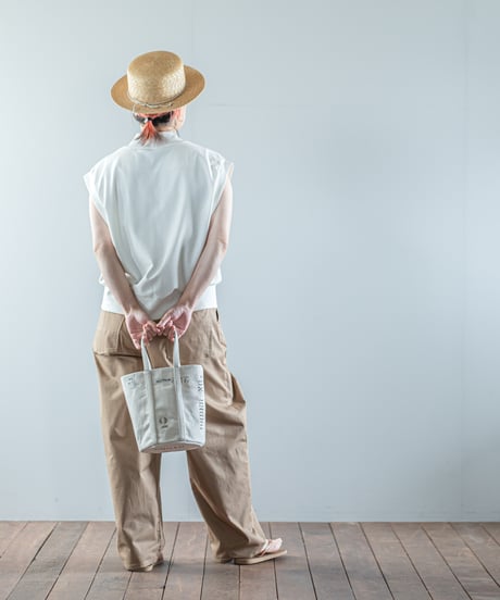 ARTE POVERA｜【 26SU71 】 フランスUSEDシーツMIX RE-ステンシルラウンドBAG
