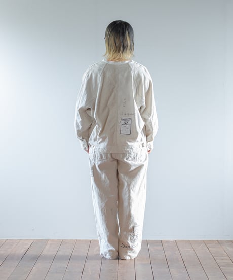 ARTE POVERA｜【 ARTEA - 26SP35 】 フランスUSEDシーツMIX ステンシルノーカラーワークJKT