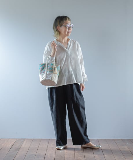 ARTE POVERA｜【 ARTEA - 26SP47 】 インドキルトラリー＆フランスシーツMIX NEW ラウンドBAG (M)