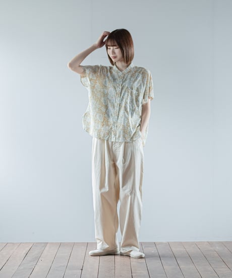 ATPOVA｜【 26SU02 】 インド草木染ハンドプリント スタンドフレンチSH