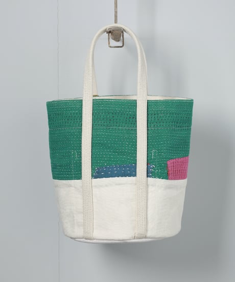ARTE POVERA｜【 ARTEA - 26SP47 】 インドキルトラリー＆フランスシーツMIX NEW ラウンドBAG (M)