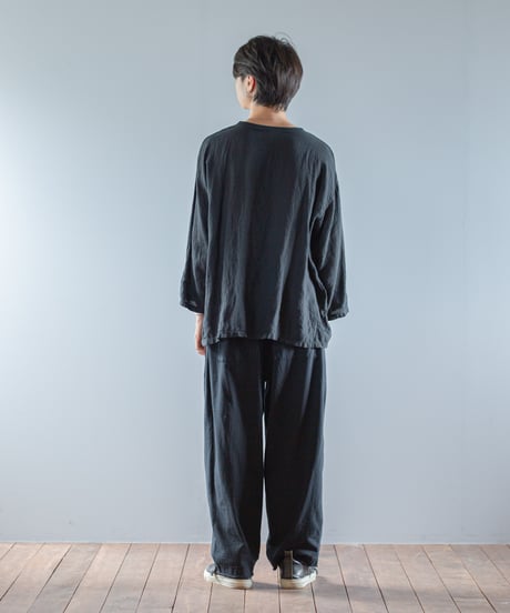 ATPOVA｜【2026spring49(TEIBAN - ATP004)】 リネン染め 8分袖クルーT(製品染)
