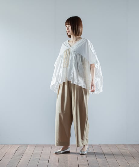 ARTE POVERA｜【 26SU16 】 ギルダン RE-インドサリーパッチワークギャザーT
