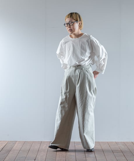 ARTE POVERA｜【 2025winter17 】 イタリアヘリンボーンベッドシーツ RE-2タックワイドパンツ