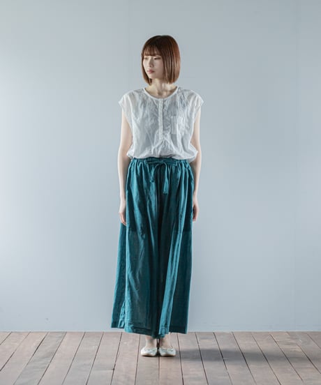 ATPOVA｜【 26SU47(TEIBAN - ATP024) 】 リネンコットン ギャザリングPT(総丈95cm)(製品染)