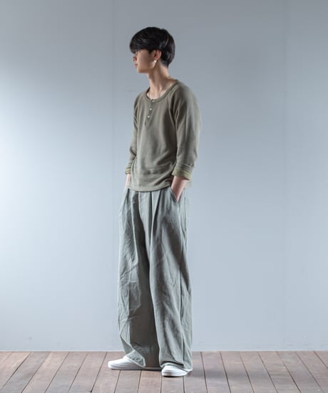 ARTE POVERA｜【 2025winter17 】 イタリアヘリンボーンベッドシーツ RE-2タックワイドパンツ
