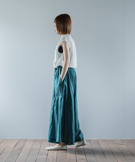 ATPOVA｜【 26SU47(TEIBAN - ATP024) 】 リネンコットン ギャザリングPT(総丈95cm)(製品染)