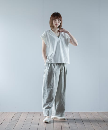ARTE POVERA｜【 26SU36 】 イタリアヘリンボーンシーツ RE-2タックイージーパンツ