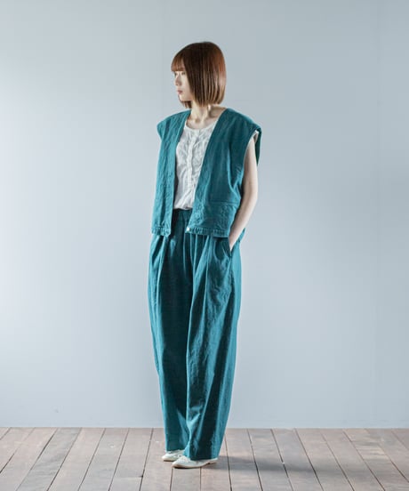ATPOVA｜【 26SU49 】 リネンコットン ショートベスト(製品染)