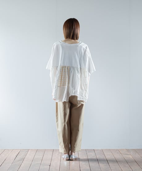 ARTE POVERA｜【 26SU16 】 ギルダン RE-インドサリーパッチワークギャザーT