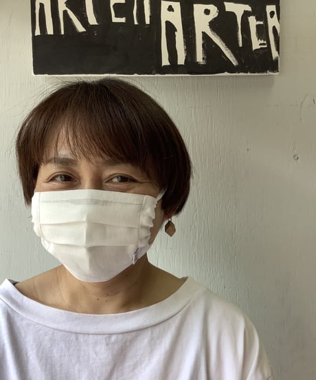 ★ARTEA ｜【 artea-mask001 】洗えるリネンマスク（ポケット付）wht