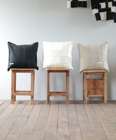 ★ARTEA｜【 artea-patch004-wht 】リネン MIX パッチワーク  クッション（45×45）