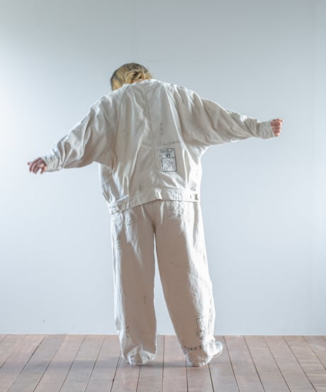 ARTE POVERA｜【 ARTEA - 26SP35 】 フランスUSEDシーツMIX ステンシルノーカラーワークJKT