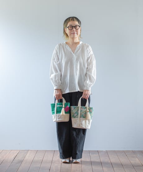 ARTE POVERA｜【 ARTEA - 26SP47 】 インドキルトラリー＆フランスシーツMIX NEW ラウンドBAG (M)
