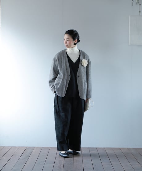 ATPOVA｜【 2025winter24 】 コットンウール ノーカラーJKT（裏付き）
