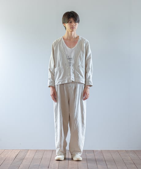 ARTE POVERA｜【 ARTEA - 26SP35 】 フランスUSEDシーツMIX ステンシルノーカラーワークJKT