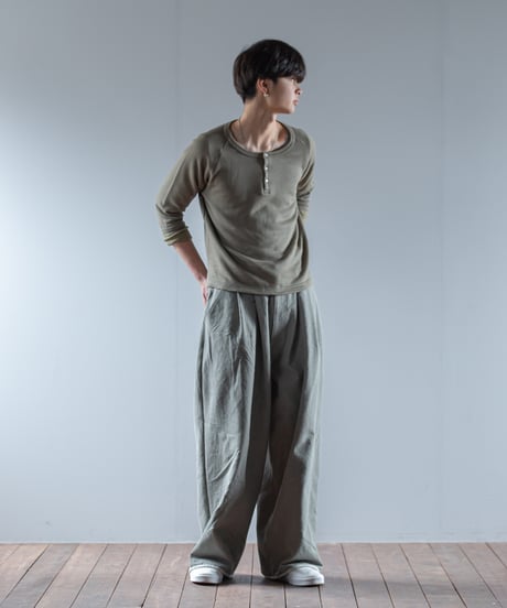 ARTE POVERA｜【 2025winter17 】 イタリアヘリンボーンベッドシーツ RE-2タックワイドパンツ