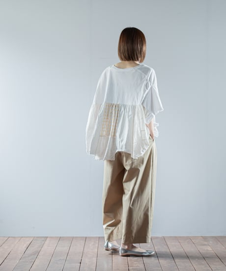 ARTE POVERA｜【 26SU16 】 ギルダン RE-インドサリーパッチワークギャザーT