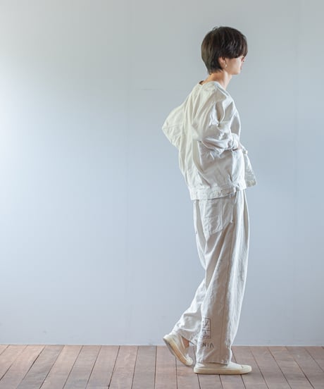 ARTE POVERA｜【 ARTEA - 26SP35 】 フランスUSEDシーツMIX ステンシルノーカラーワークJKT