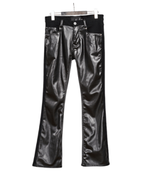 ys Yuji SUGENO (イース ユウジ スゲノ)  210340505-BLACK / Royal Leather Changing Stretch  boot cut Pants