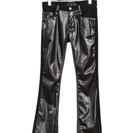 ys Yuji SUGENO (イース ユウジ スゲノ)  210340505-BLACK / Royal Leather Changing Stretch  boot cut Pants