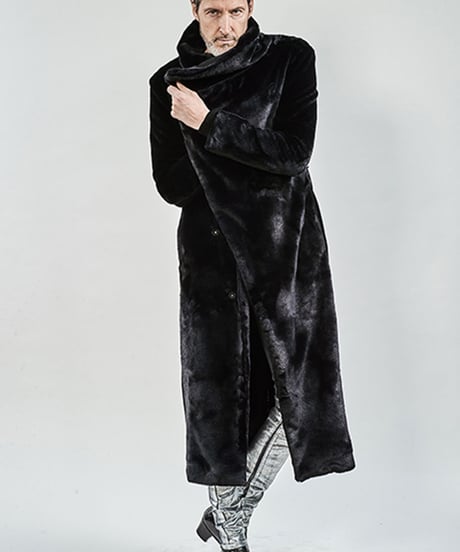ys Yuji SUGENO (イース ユウジ スゲノ) 210331102-BLACK / Fur changing high color wrap maxi coat