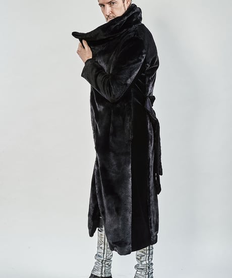 ys Yuji SUGENO (イース ユウジ スゲノ) 210331102-BLACK / Fur changing high color wrap maxi coat
