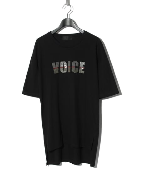 ys Yuji SUGENO (イース ユウジ スゲノ)  220210109 /  Sequin Embroidery Hemstep Big T / VOICE -BLACK