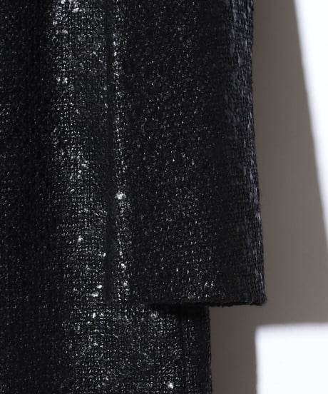 ys Yuji SUGENO (イース ユウジ スゲノ) 210831104 / Black Foil Tweed No Col lar Riders Coat