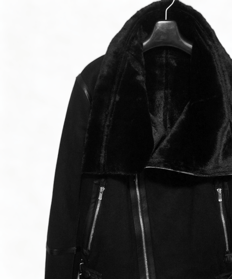 ys Yuji SUGENO (イース ユウジ スゲノ) 210950901-BLACK / Bonded shearling High collar Riders Jacket