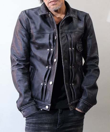 ys Yuji SUGENO (イース ユウジ スゲノ)  210650901-BLACK / Horse Leather USED Blast Tack Jacket