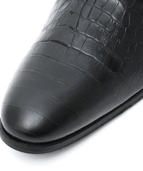 ys Yuji SUGENO (イース ユウジ スゲノ)  210854202 / Aisle Croco Front Zip Heel Boots - BLACK