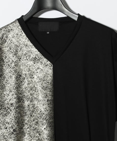 ys Yuji SUGENO (イース ユウジ スゲノ)  220210112 / Foil Print Changing V-neck T-BLACK