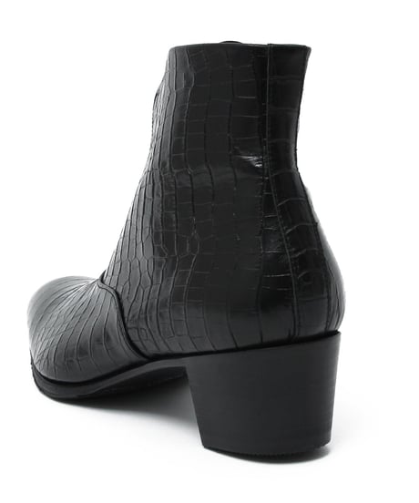 ys Yuji SUGENO (イース ユウジ スゲノ)  210854202 / Aisle Croco Front Zip Heel Boots - BLACK