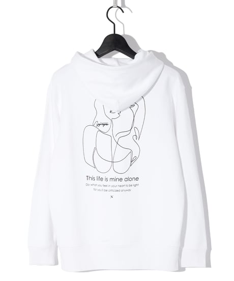 ys Yuji SUGENO (イース ユウジ スゲノ)  220610102-WHITE / Heavyweight pile Line Art LADY Hoodie
