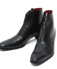 ys Yuji SUGENO (イース ユウジ スゲノ)  210854202 / Aisle Croco Front Zip Heel Boots - BLACK