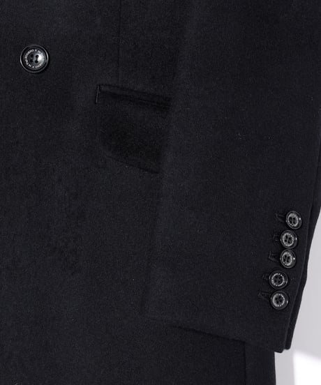 ys Yuji SUGENO (イース ユウジ スゲノ) 210731103-BLACK / Lamb Beaver wool Semi-double Long Chester Coat