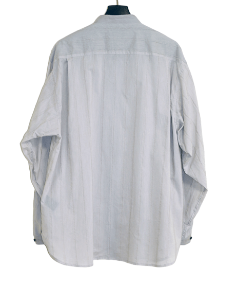 ys Yuji SUGENO (イース ユウジ スゲノ)  210830404-L.GRAY / Cut fringe striped over collarless shirt