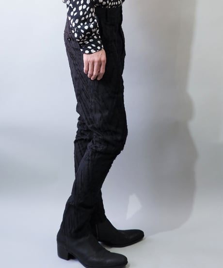 ys Yuji SUGENO (イース ユウジ スゲノ)  210630501-BLACK / Cut Jacquard Semi-Saruel Trousers
